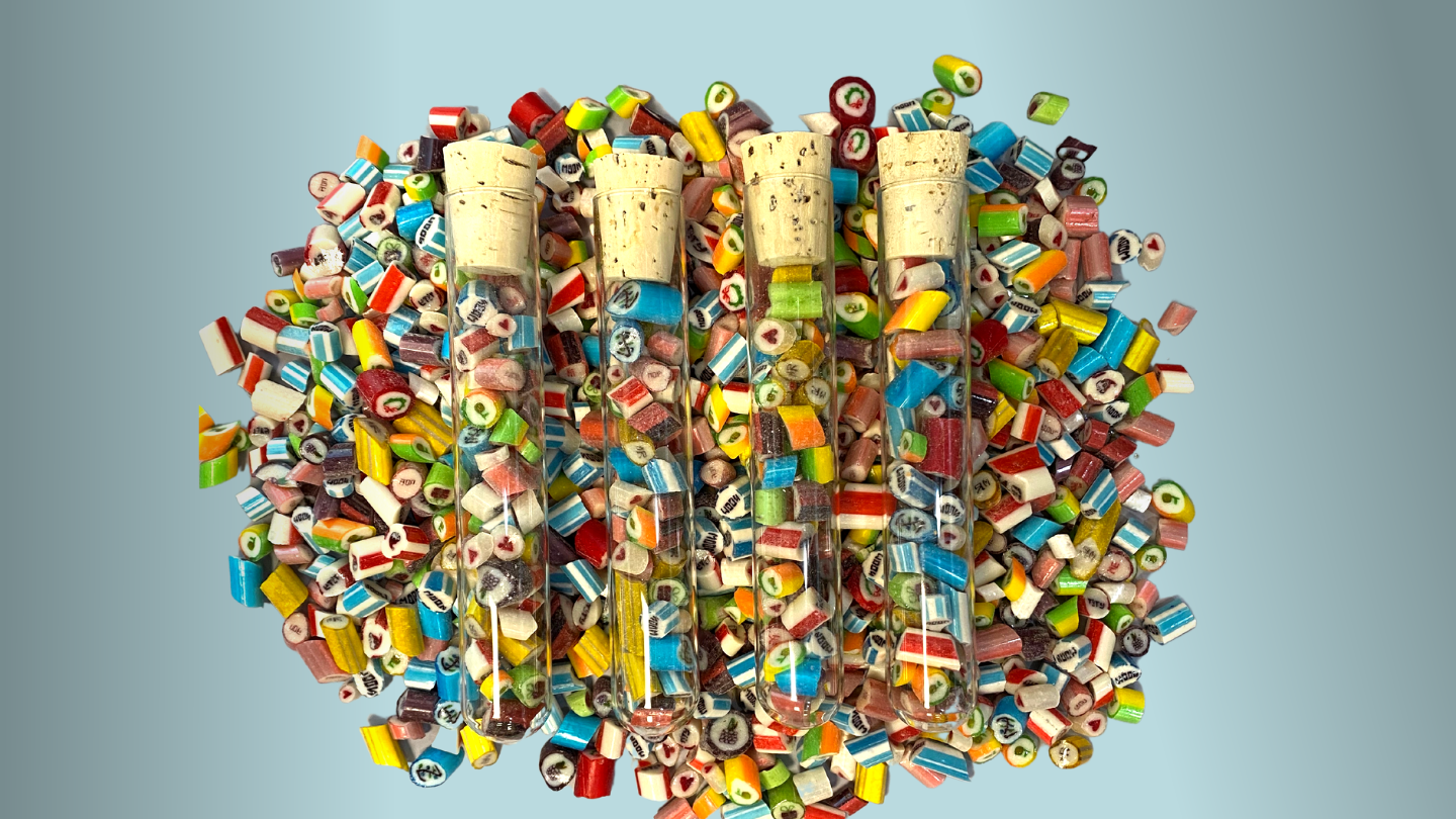 mini candy in a tube